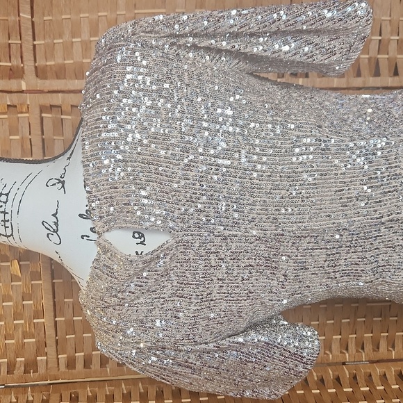 HILARY RADLEY Sz XS Special Ocassion, Spring Summer Wedding Gold Sequins Dress - Picture 5 of 9